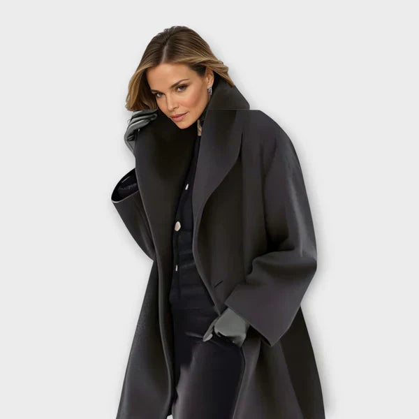 Delviana | Manteau en laine coupe-vent haut de gamme pour femme – Manteau chaud et élégant pour l'hiver et l'automne