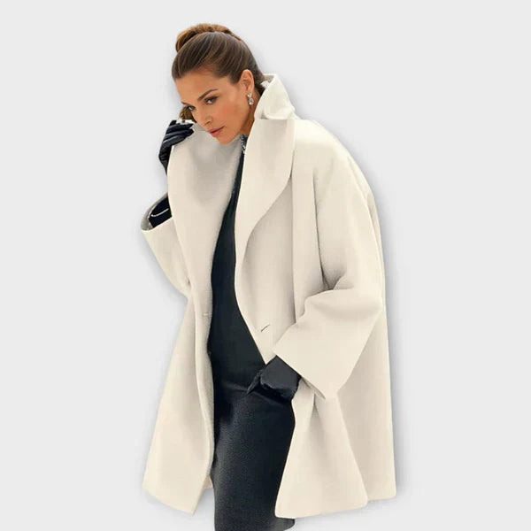 Delviana | Manteau en laine coupe-vent haut de gamme pour femme – Manteau chaud et élégant pour l'hiver et l'automne