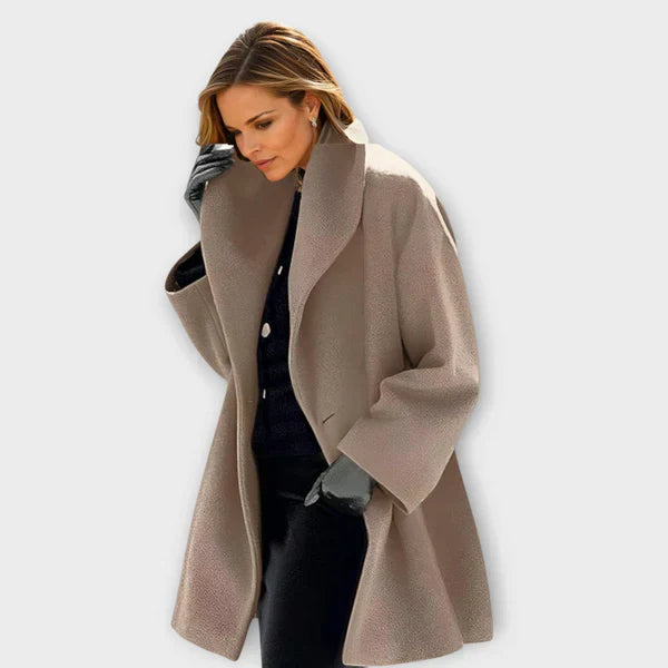 Delviana | Manteau en laine coupe-vent haut de gamme pour femme – Manteau chaud et élégant pour l'hiver et l'automne