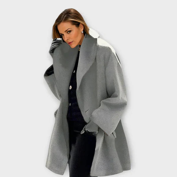 Delviana | Manteau en laine coupe-vent haut de gamme pour femme – Manteau chaud et élégant pour l'hiver et l'automne