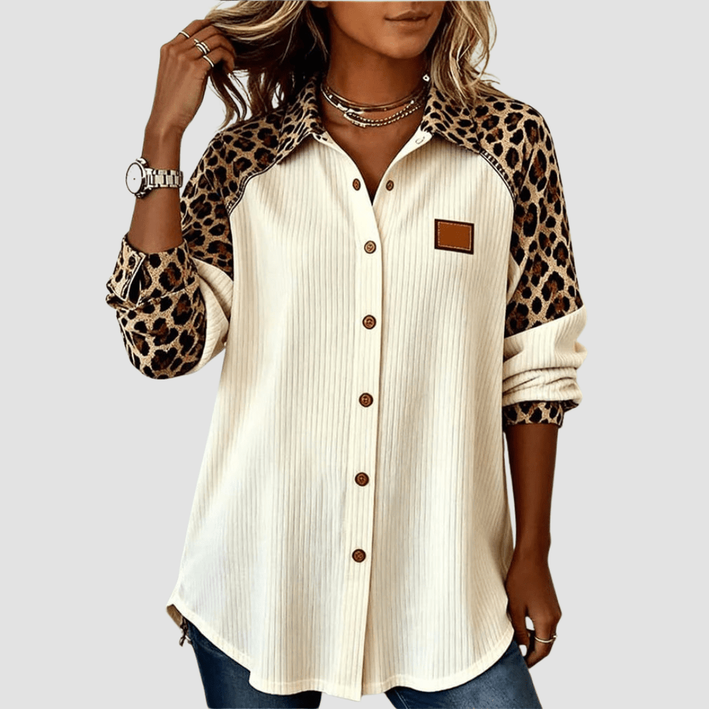 Jalivra | Dames Blouse met Luipaardprint – Lichtgewicht Katoen-Linnen Shirt