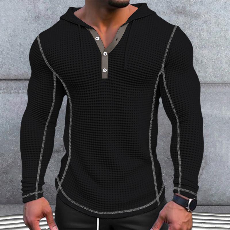 Wythir | Herren-Kapuzenpullover aus Waffelstrick mit langen Ärmeln – Lässiger, leichter Pullover