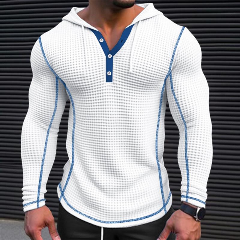 Wythir | Herren-Kapuzenpullover aus Waffelstrick mit langen Ärmeln – Lässiger, leichter Pullover