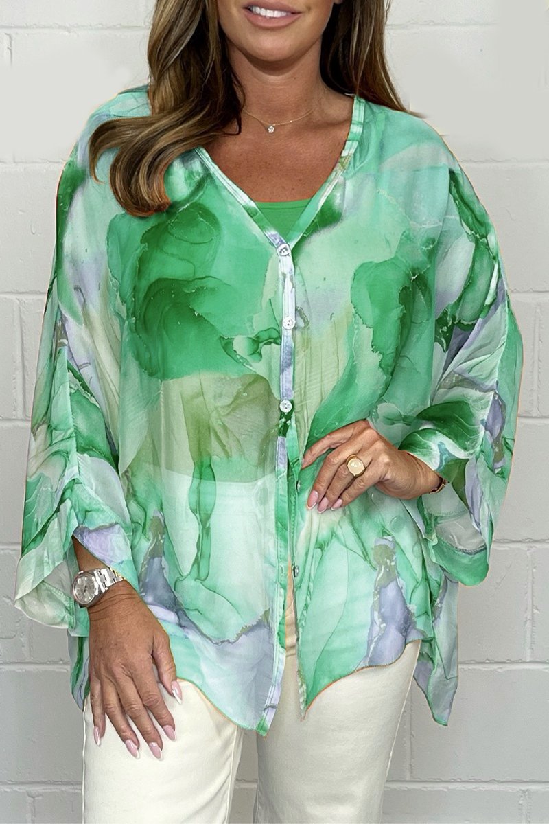 Zarelae | Elegante chiffon blouse voor dames – Kleurrijke bloemenprint