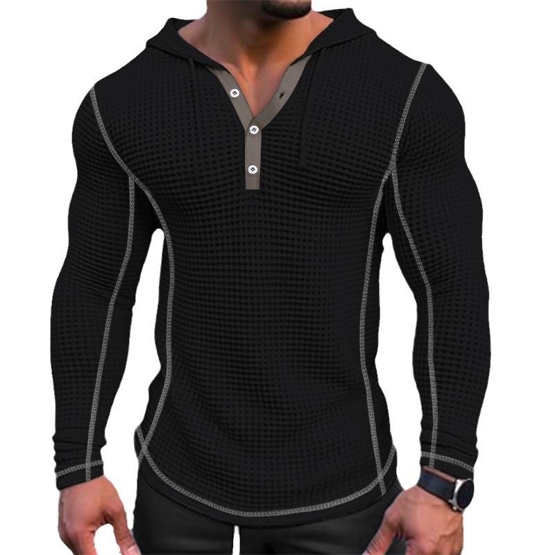 Wythir | Herren-Kapuzenpullover aus Waffelstrick mit langen Ärmeln – Lässiger, leichter Pullover