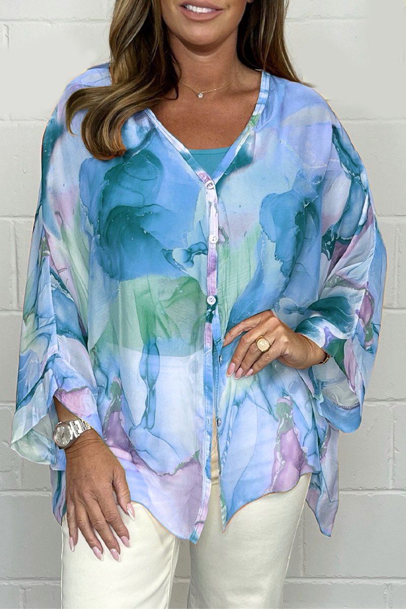 Zarelae | Elegante chiffon blouse voor dames – Kleurrijke bloemenprint