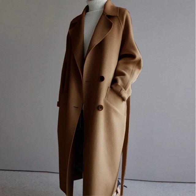 Olythea | Long trench-coat en cachemire pour femme – Manteau élégant, manteau d'hiver, manteau de luxe