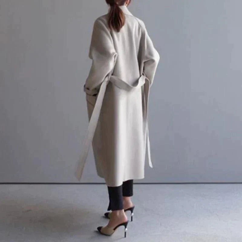 Olythea | Long trench-coat en cachemire pour femme – Manteau élégant, manteau d'hiver, manteau de luxe