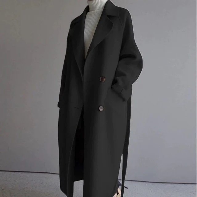 Olythea | Long trench-coat en cachemire pour femme – Manteau élégant, manteau d'hiver, manteau de luxe