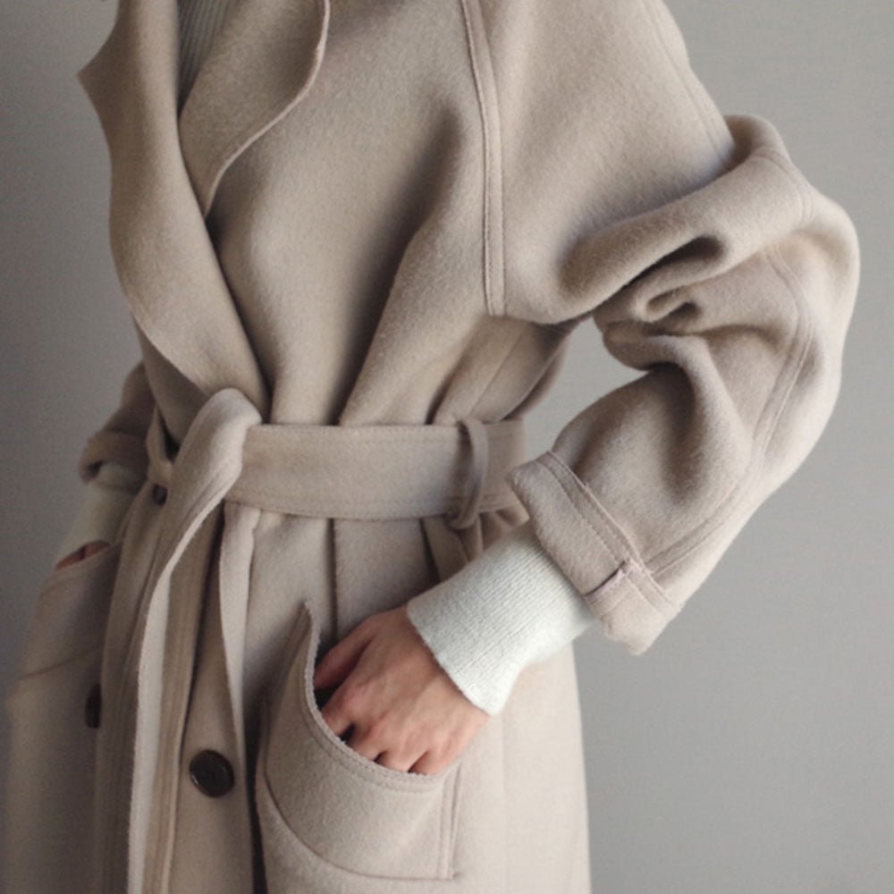 Olythea | Long trench-coat en cachemire pour femme – Manteau élégant, manteau d'hiver, manteau de luxe