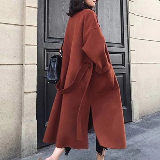 Olythea | Long trench-coat en cachemire pour femme – Manteau élégant, manteau d'hiver, manteau de luxe