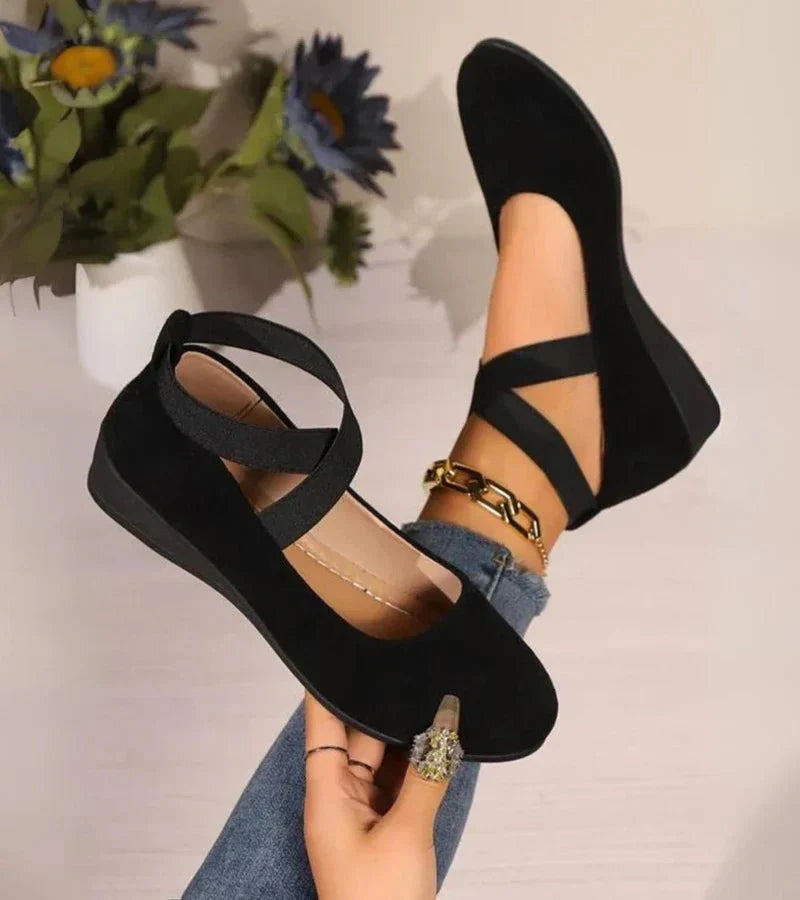 Enae | Ballerina’s met gesloten teen en sleehak voor dames – Comfortabele instapschoenen met sleehak