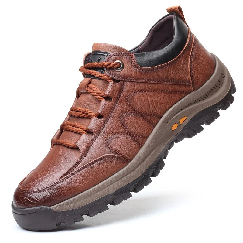 Strovix | Chaussures décontractées en cuir cousues main pour hommes – résistantes aux chocs, ergonomiques, pour l'extérieur et le travail