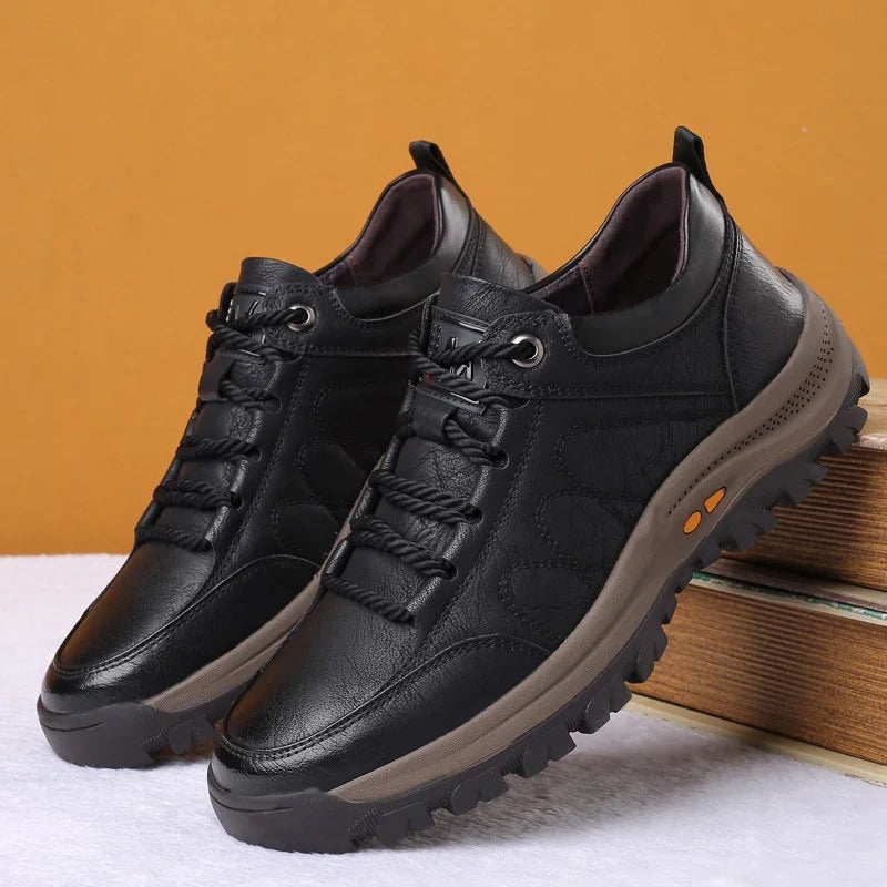 Strovix | Chaussures décontractées en cuir cousues main pour hommes – résistantes aux chocs, ergonomiques, pour l'extérieur et le travail