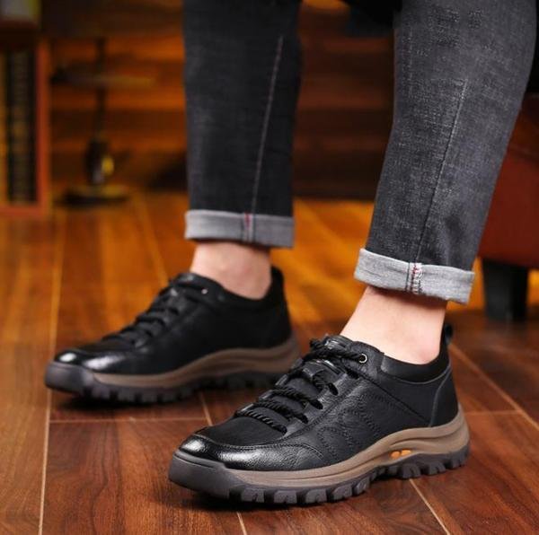 Strovix | Chaussures décontractées en cuir cousues main pour hommes – résistantes aux chocs, ergonomiques, pour l'extérieur et le travail