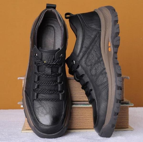 Strovix | Chaussures décontractées en cuir cousues main pour hommes – résistantes aux chocs, ergonomiques, pour l'extérieur et le travail
