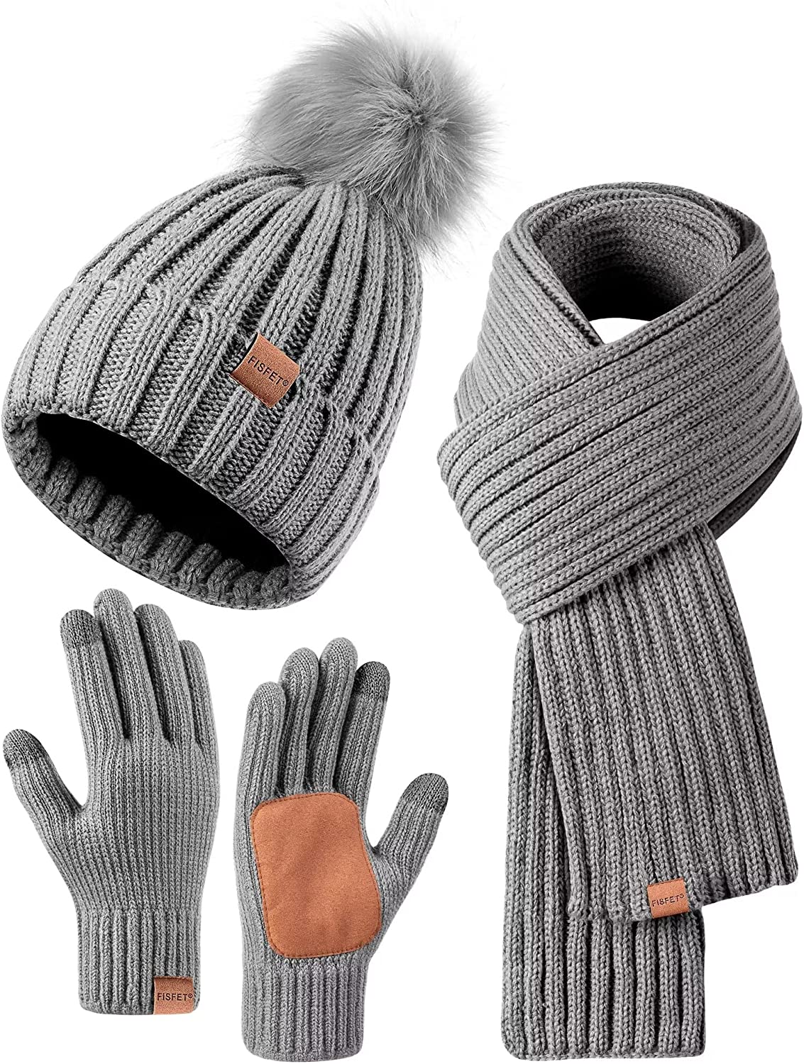 SnugSet | Winterbreiset voor dames – muts, lange sjaal en touchscreenhandschoenen