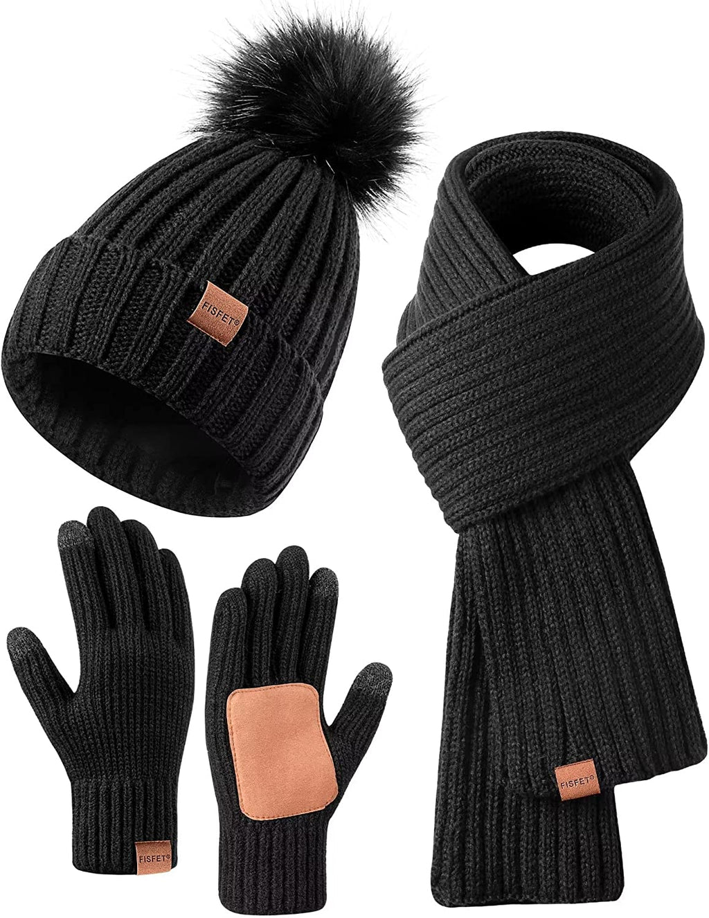 SnugSet | Winterbreiset voor dames – muts, lange sjaal en touchscreenhandschoenen