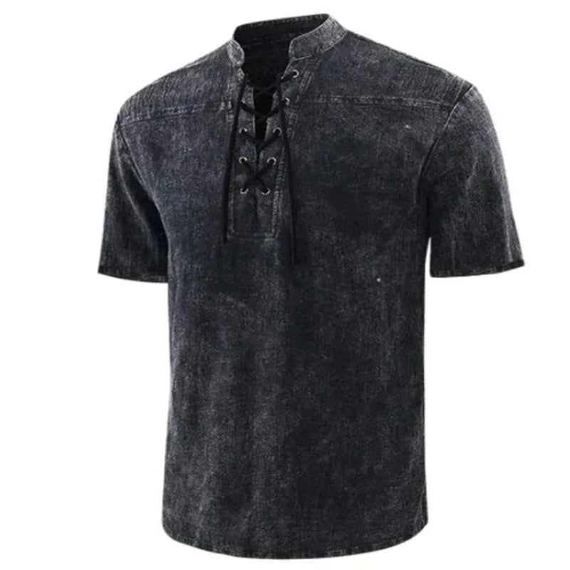 Mylo | Heren casual V-hals shirt – slim fit T-shirt van katoenmix met korte mouwen