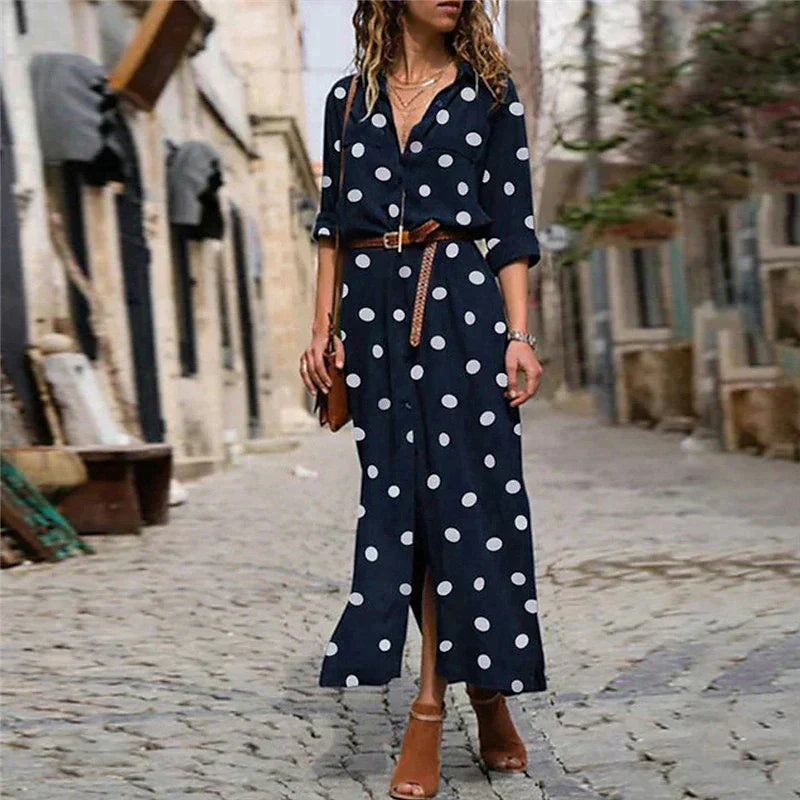 Mirelix | Damesjurk met stippen – Elegante, casual midi-jurk
