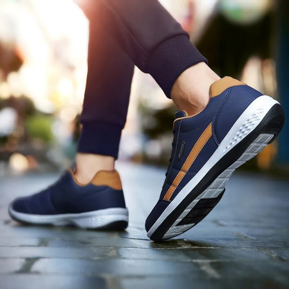 Velmont | Heren Leren Orthopedische Sneakers – Ondersteunende Inlegzool, Antislipzool