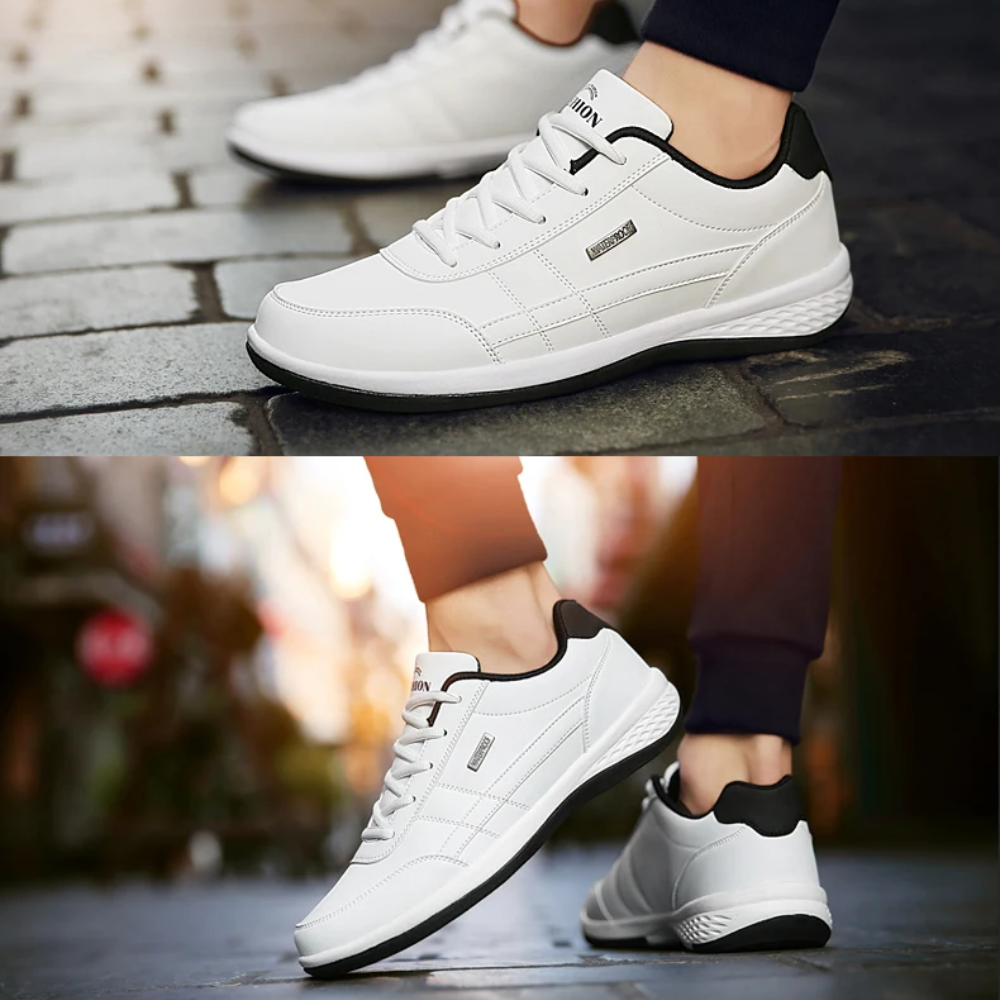 Velmont | Heren Leren Orthopedische Sneakers – Ondersteunende Inlegzool, Antislipzool