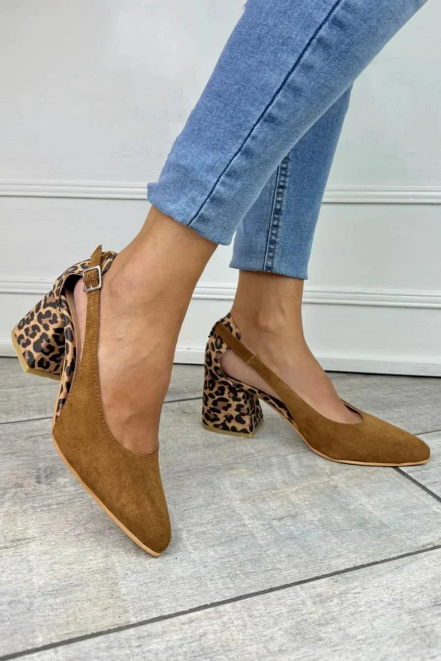 Rhielle | Hoge hakken voor dames met luipaardprint – Chique slingback met spitse neus