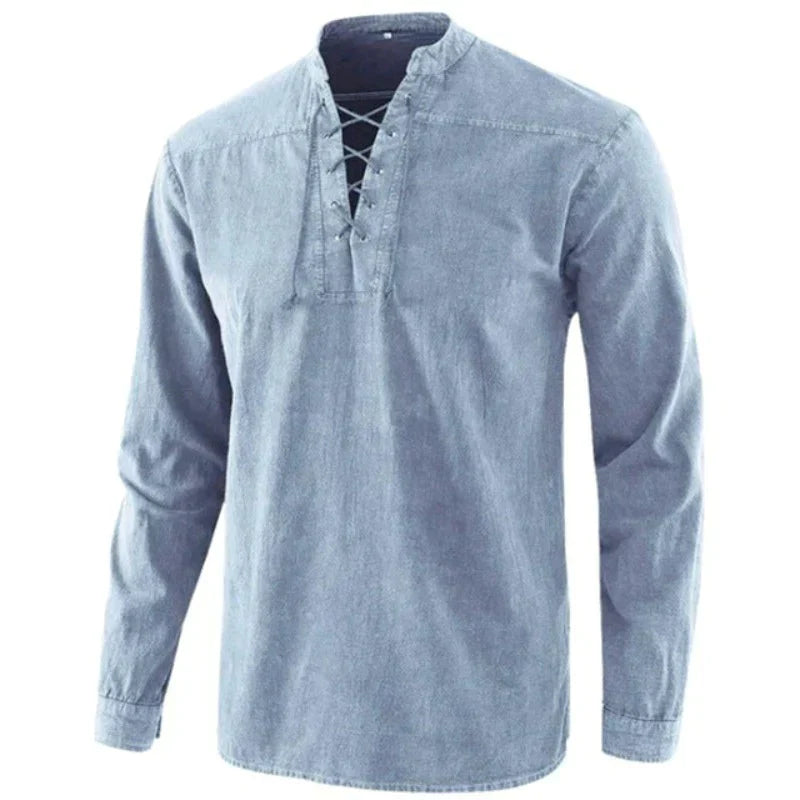 Mylo | Heren casual V-hals shirt – slim fit T-shirt van katoenmix met korte mouwen