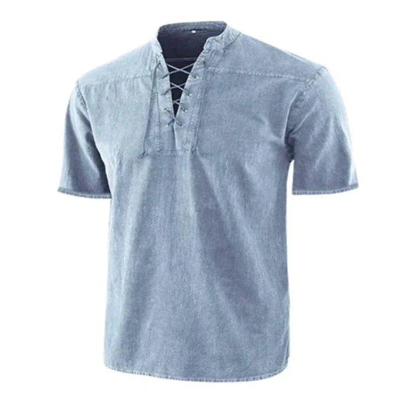 Mylo | Heren casual V-hals shirt – slim fit T-shirt van katoenmix met korte mouwen