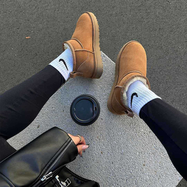 ToastWalk | Bottes compensées chaudes doublées de fourrure pour femmes - Chaussures d'hiver, bottines confortables à enfiler
