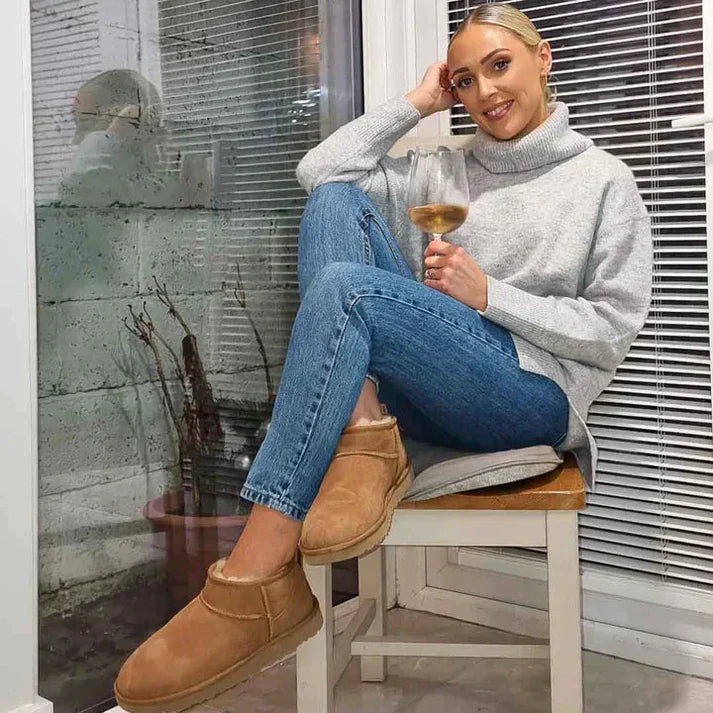 ToastWalk | Bottes compensées chaudes doublées de fourrure pour femmes - Chaussures d'hiver, bottines confortables à enfiler