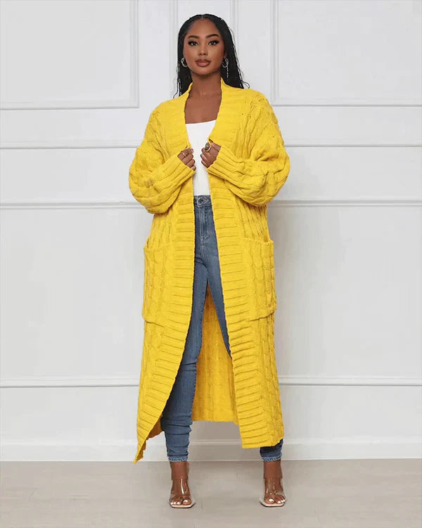 Zynelle | Gilet long décontracté pour femme avec poches – pull en maille douce à devant ouvert