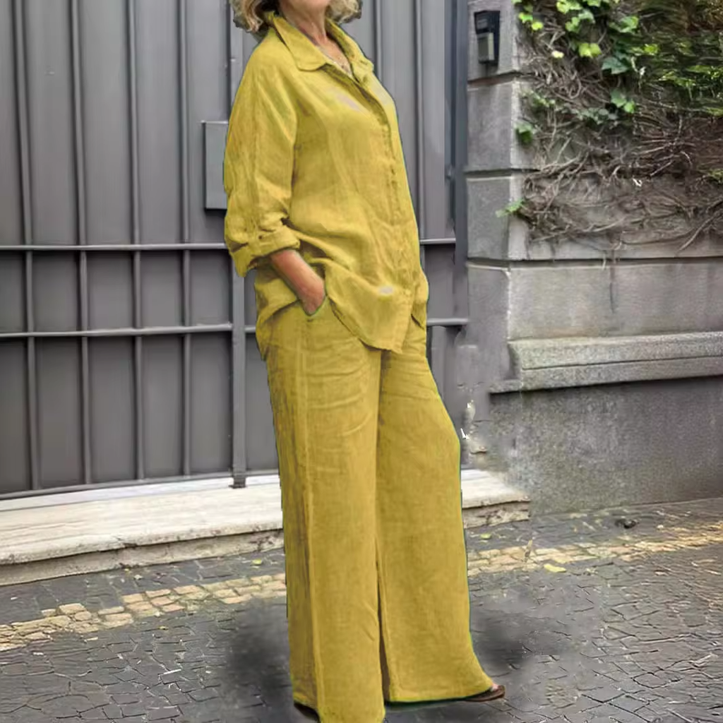 Felyn | Casual linnen set – Vintage zomerse outfit voor dames met losse pasvorm