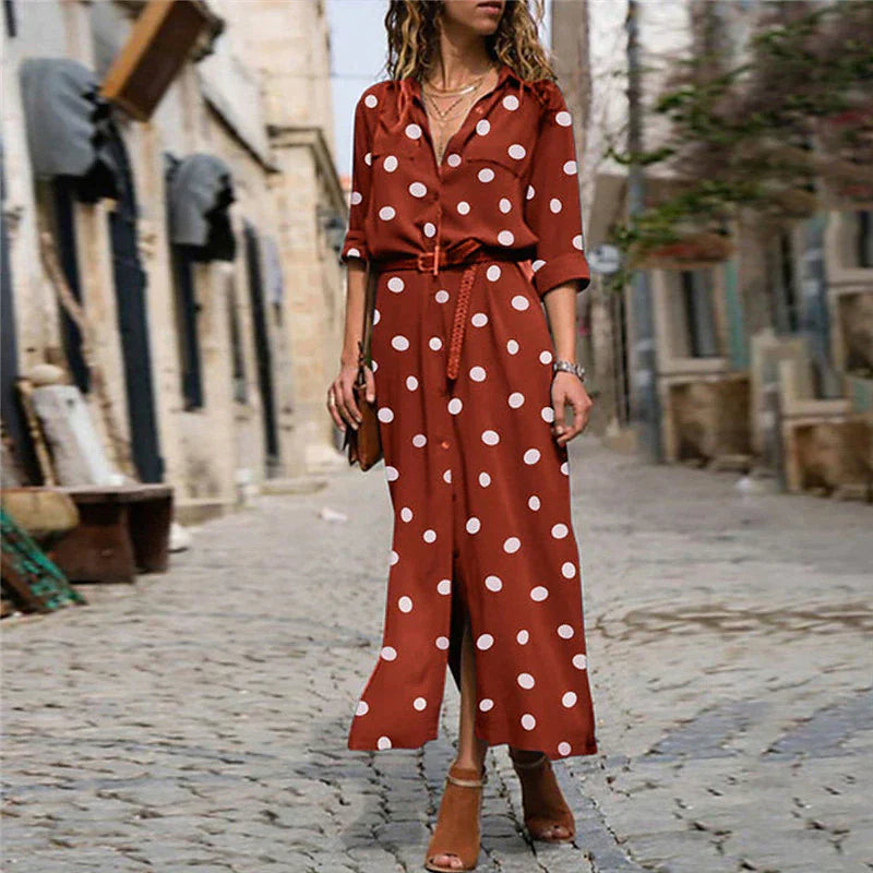 Mirelix | Damesjurk met stippen – Elegante, casual midi-jurk