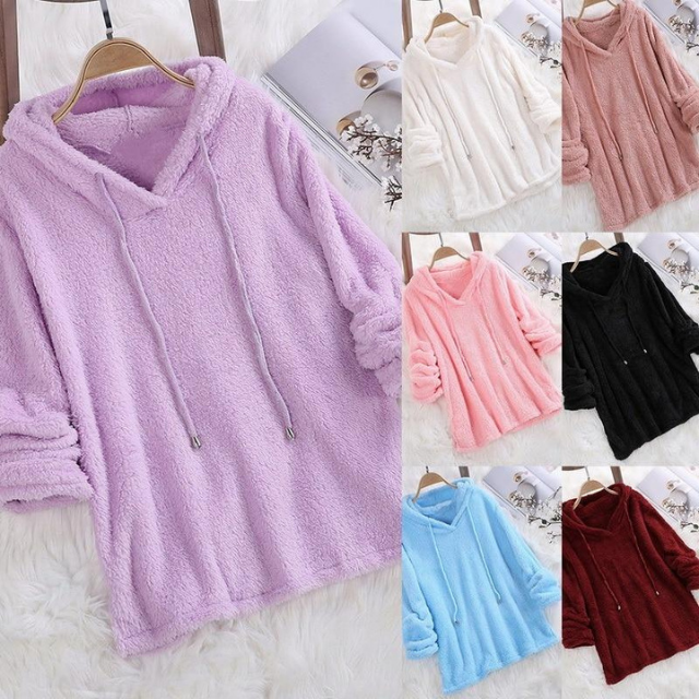 Kalyra | Sweat à capuche d'hiver en polaire douce, pull moelleux, chaud et confortable