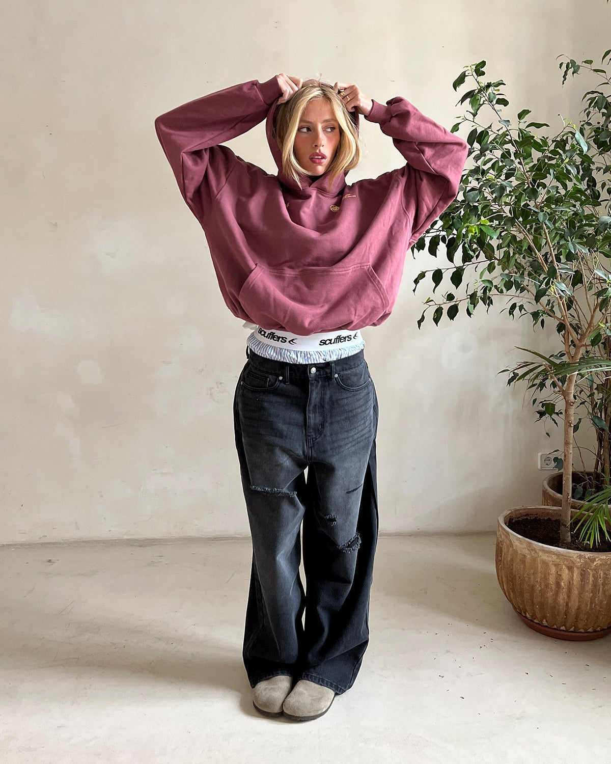 Arwenna | Sweat à capuche imprimé lettres pour femme – Sweat décontracté à la coupe ample, pull luxueux et confortable
