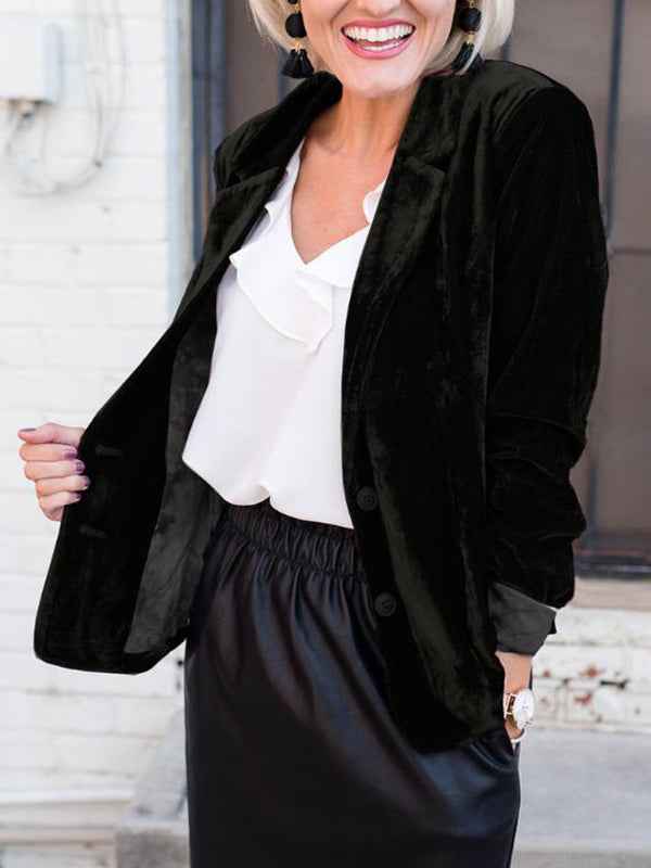 Saphielle | Dames fluwelen blazer – elegante getailleerde jas, zacht en geschikt voor formeel
