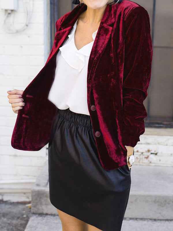 Saphielle | Dames fluwelen blazer – elegante getailleerde jas, zacht en geschikt voor formeel