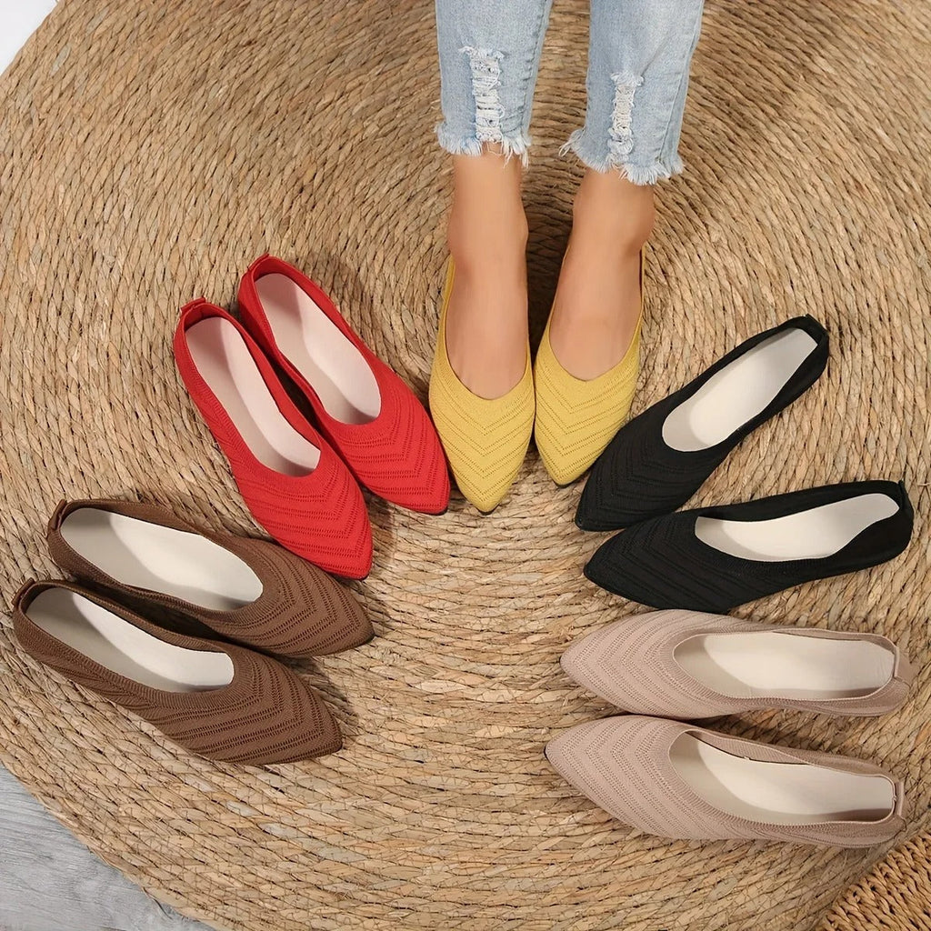 Vibelle | Ballerines pointues en maille pour femmes - Légères et respirantes