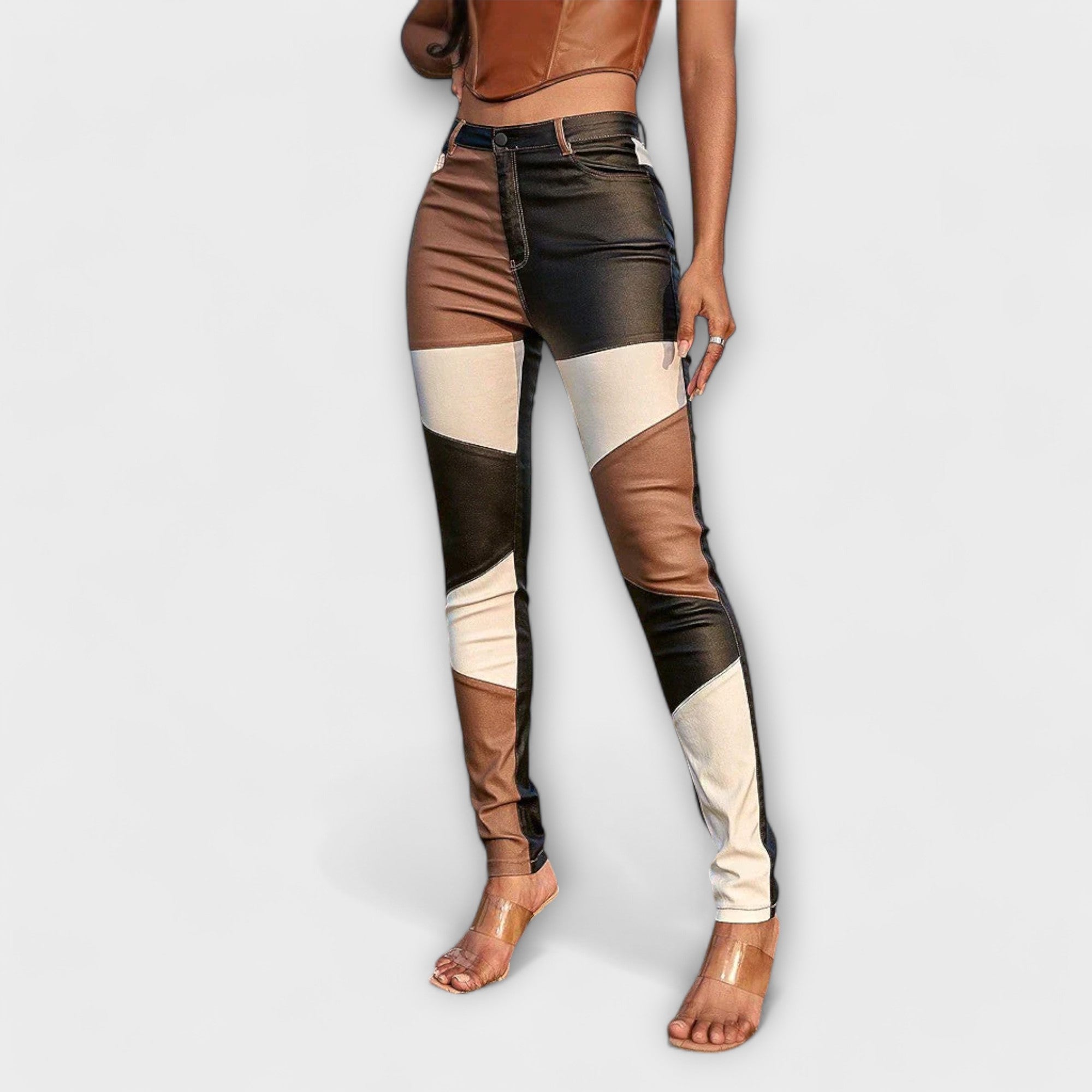 Azelya | Damesbroek met kleurblokken – Rekbaar, moderne pasvorm, casual