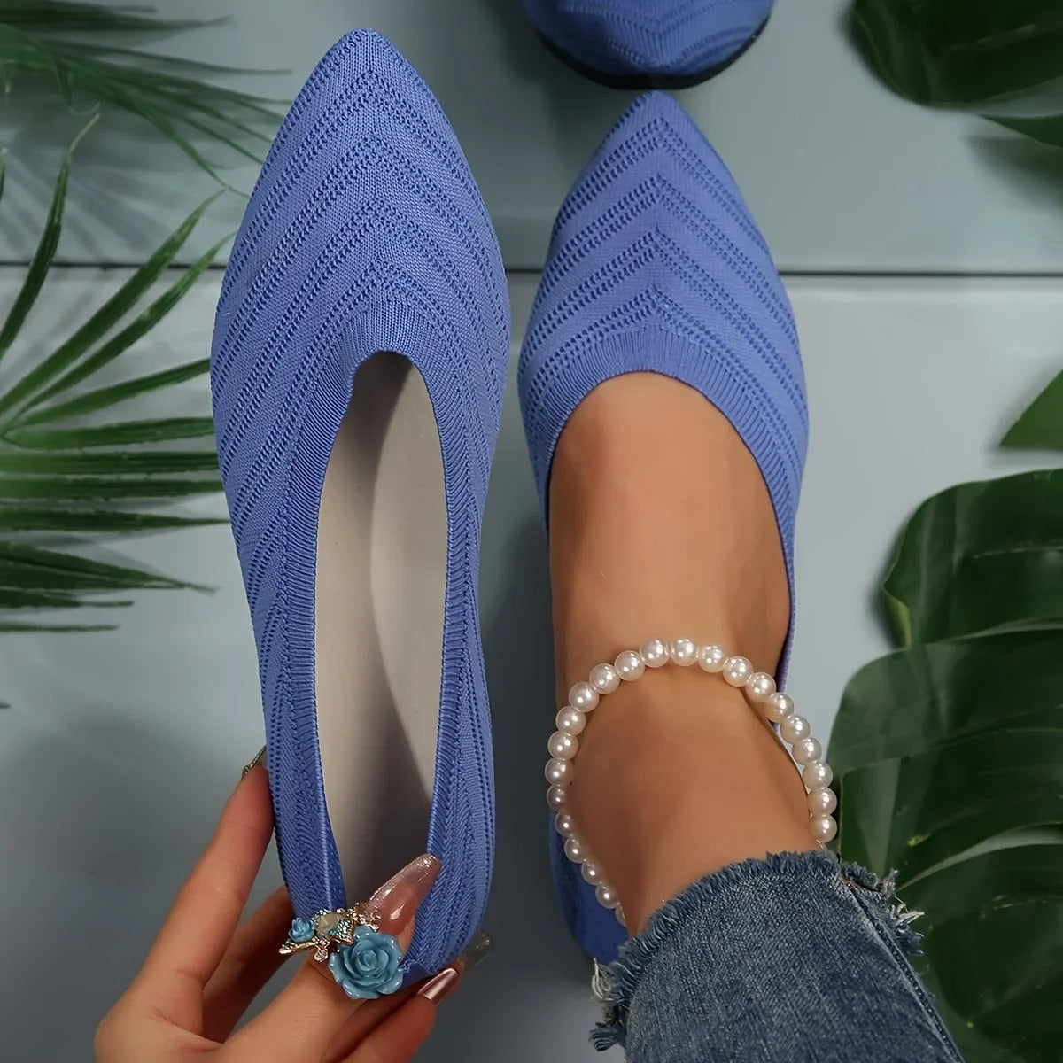 Vibelle | Ballerines pointues en maille pour femmes - Légères et respirantes