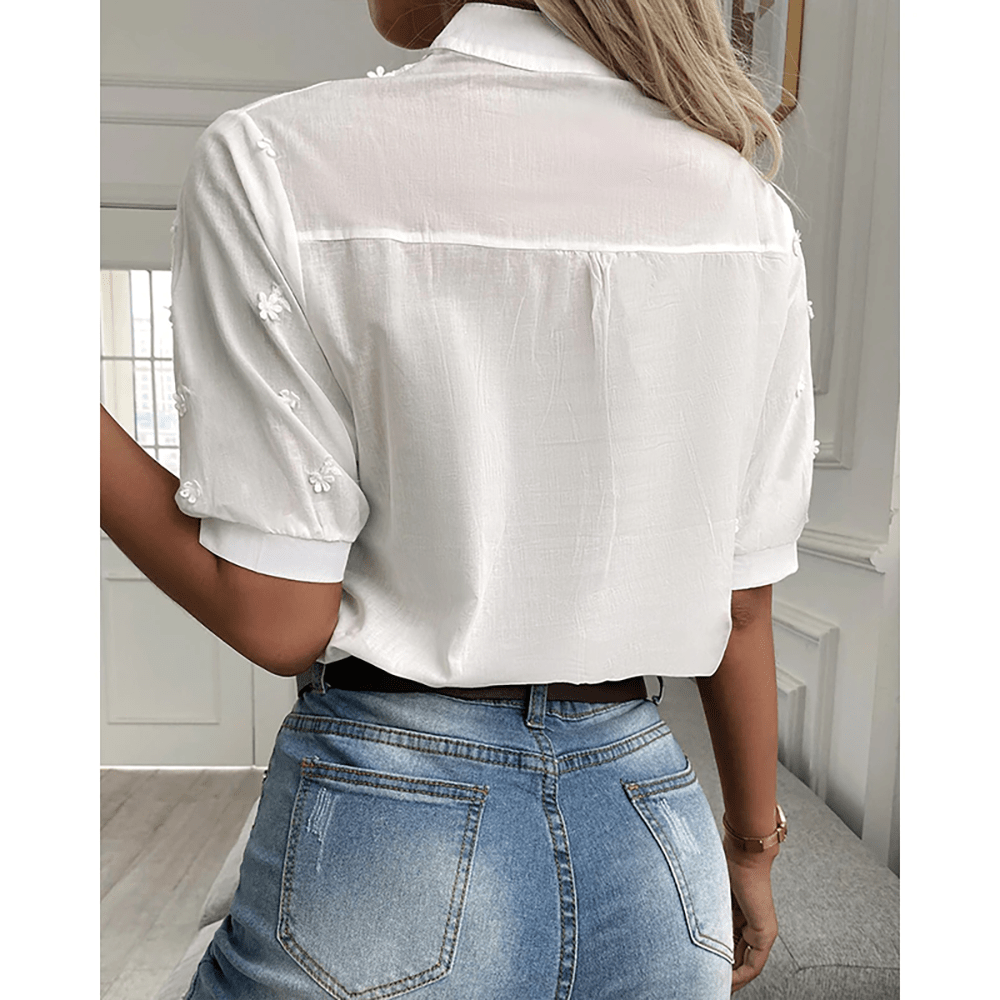 Elodie - Bluse mit V-Ausschnitt und Spitze 