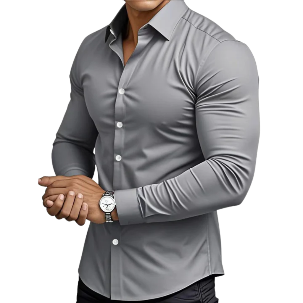 Brenor | Herenkatoenen poloshirt met lange mouwen – Klassiek casual overhemd met knopen