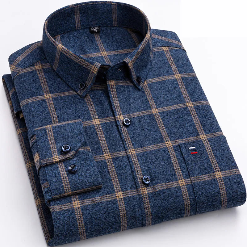 Calzor | Heren Geruit Overhemd met Lange Mouwen en Knoopsluiting – Slim Fit Casual Plaid Overhemd
