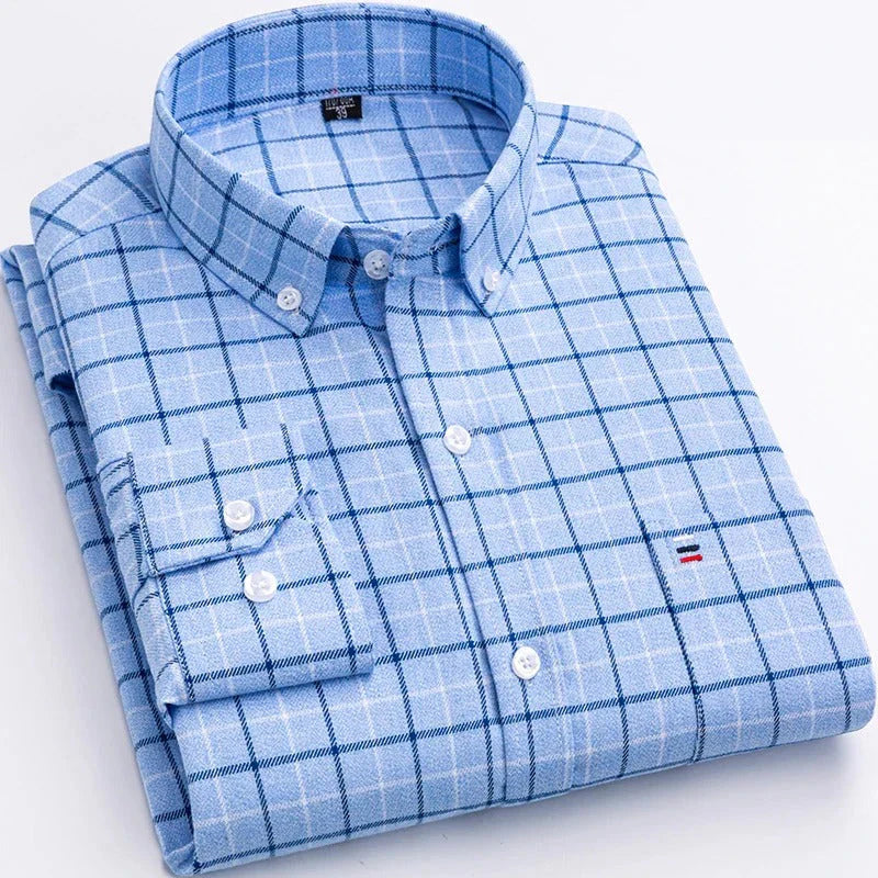 Calzor | Heren Geruit Overhemd met Lange Mouwen en Knoopsluiting – Slim Fit Casual Plaid Overhemd