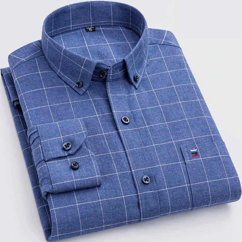 Calzor | Heren Geruit Overhemd met Lange Mouwen en Knoopsluiting – Slim Fit Casual Plaid Overhemd