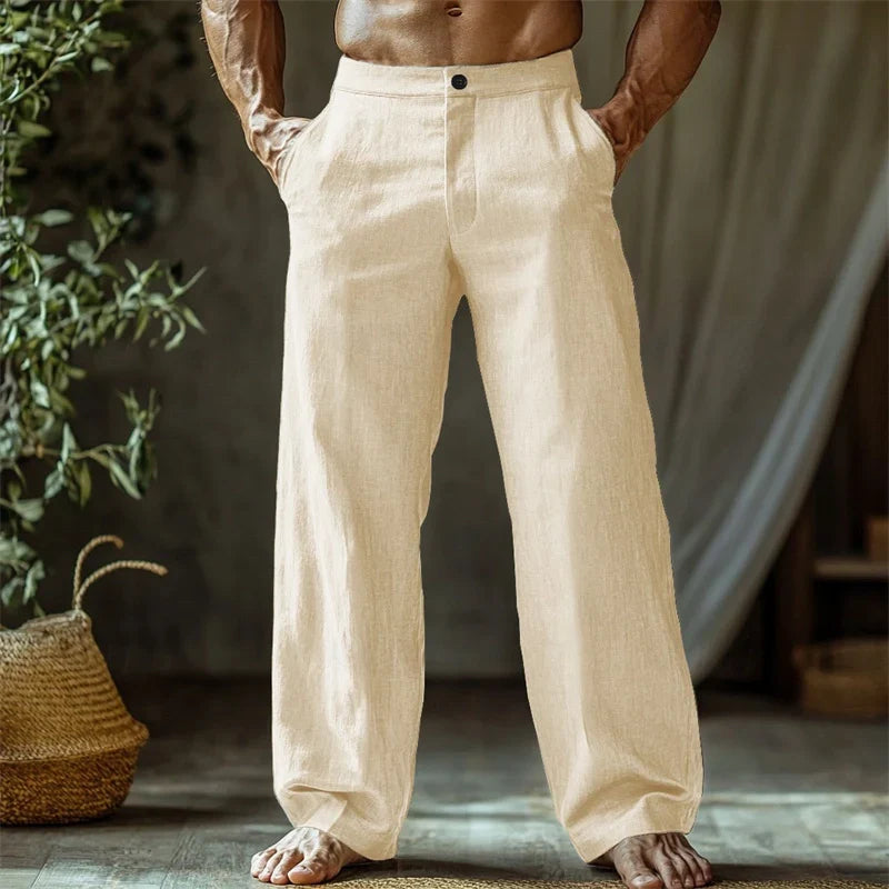 Dovran | Heren Linnen Zomerbroek – High-Waist Rechte Broek