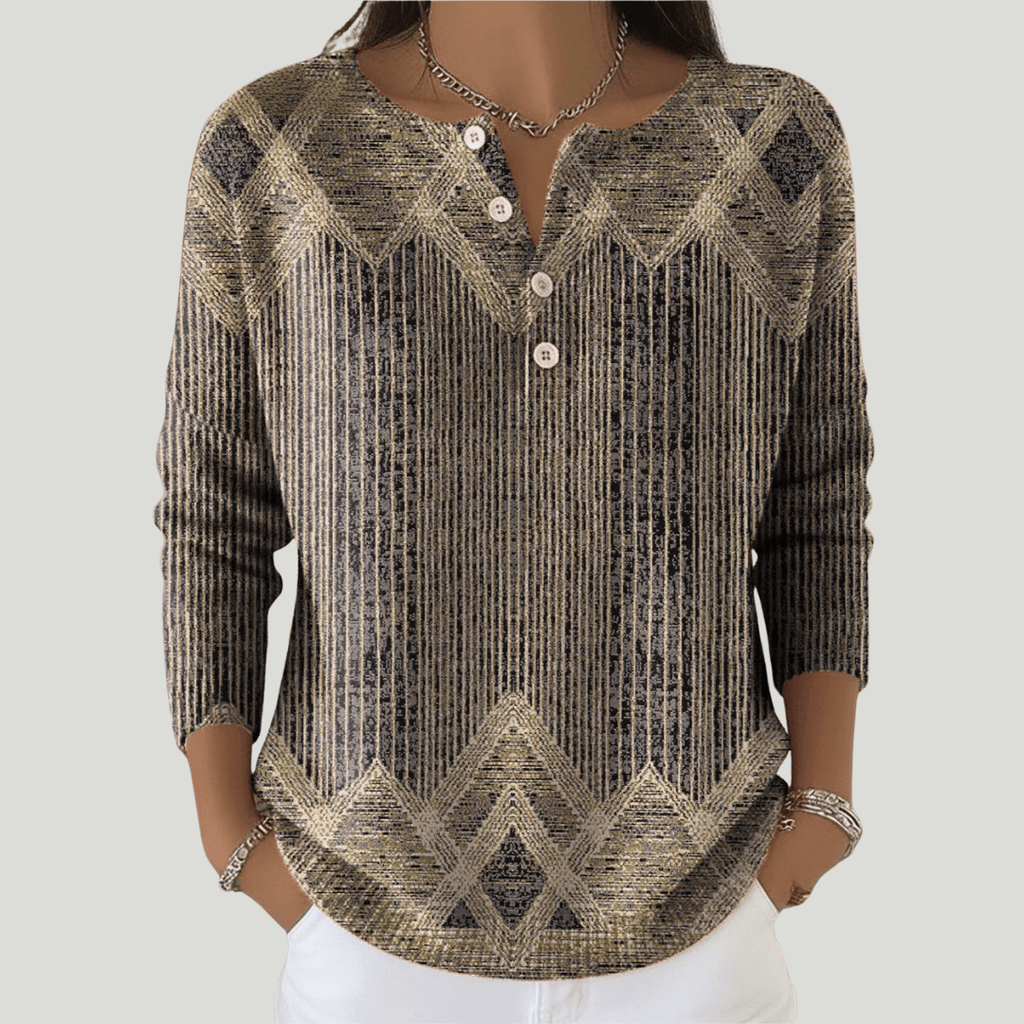 Anelise | cRetro gestreept shirt met lange mouwen voor dames – Zacht, vintage-geïnspireerd casual shirt