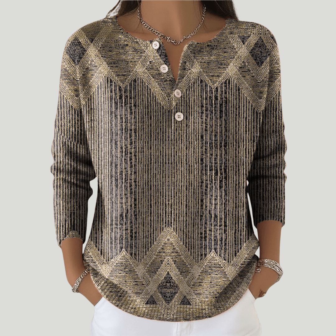 Anelise | cRetro gestreept shirt met lange mouwen voor dames – Zacht, vintage-geïnspireerd casual shirt