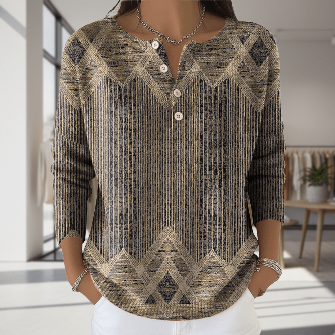 Anelise | cRetro gestreept shirt met lange mouwen voor dames – Zacht, vintage-geïnspireerd casual shirt